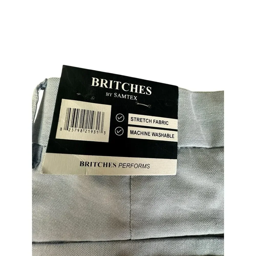 Britches By Samtex Slim Fit Pants Mens 32x30 Blue Cotton Lightweight Work NEW